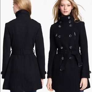 Like New! Burberry Brit Wool-Blend Trench Coat, Black